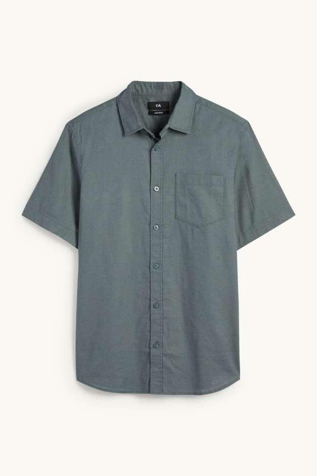 Herren - Hemd - Regular Fit - Kent - Leinen-Mix - grün