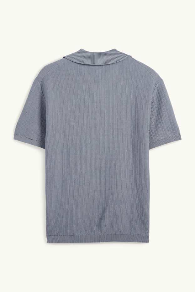 Home - Polo de punt - relaxed fit - texturat - gris