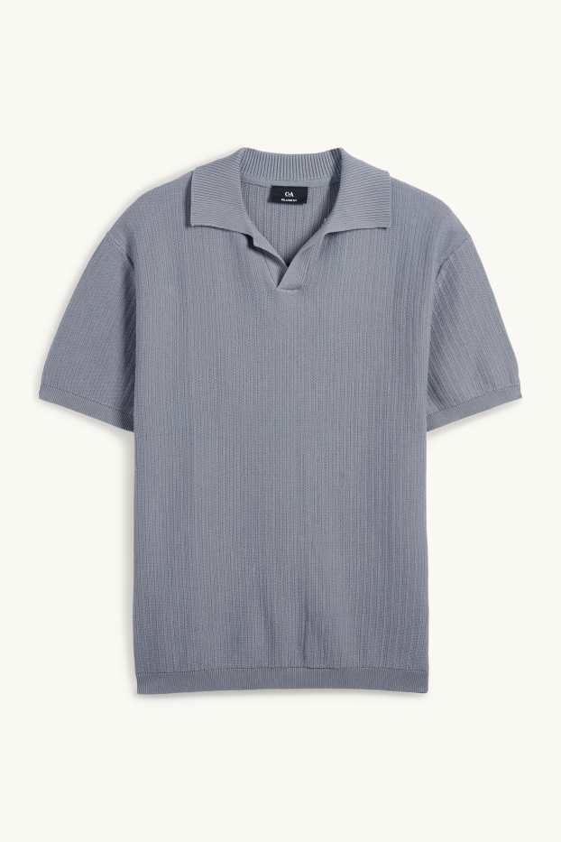 Home - Polo de punt - relaxed fit - texturat - gris