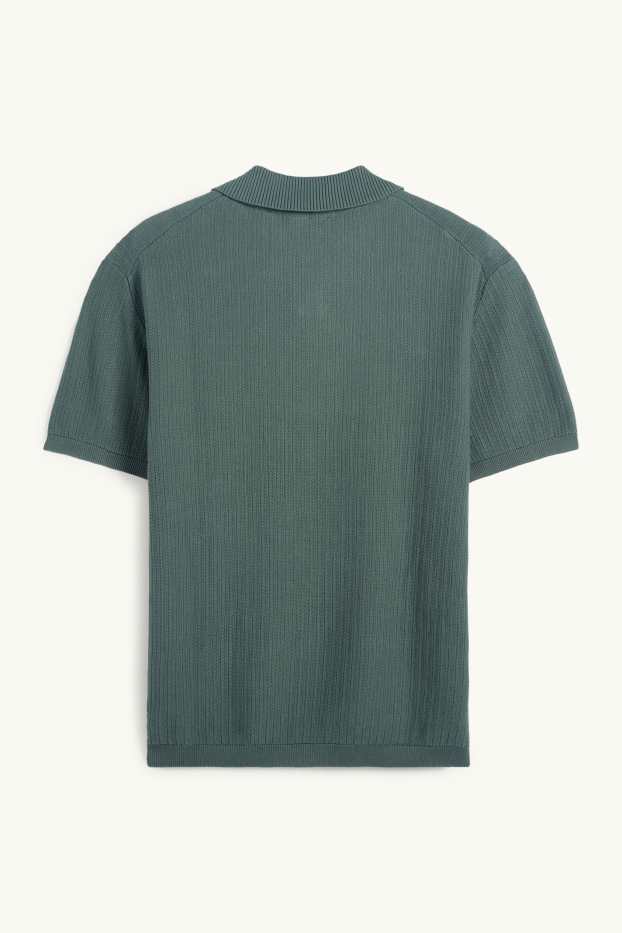 Home - Polo de punt - relaxed fit - texturat - verd