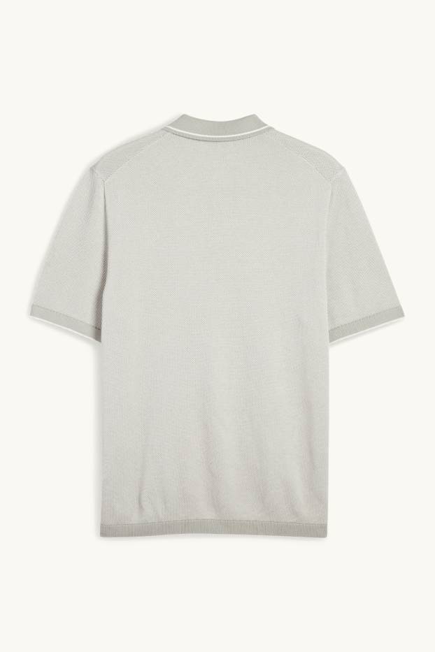 Herren - Strick-Poloshirt - Regular Fit - hellgrau