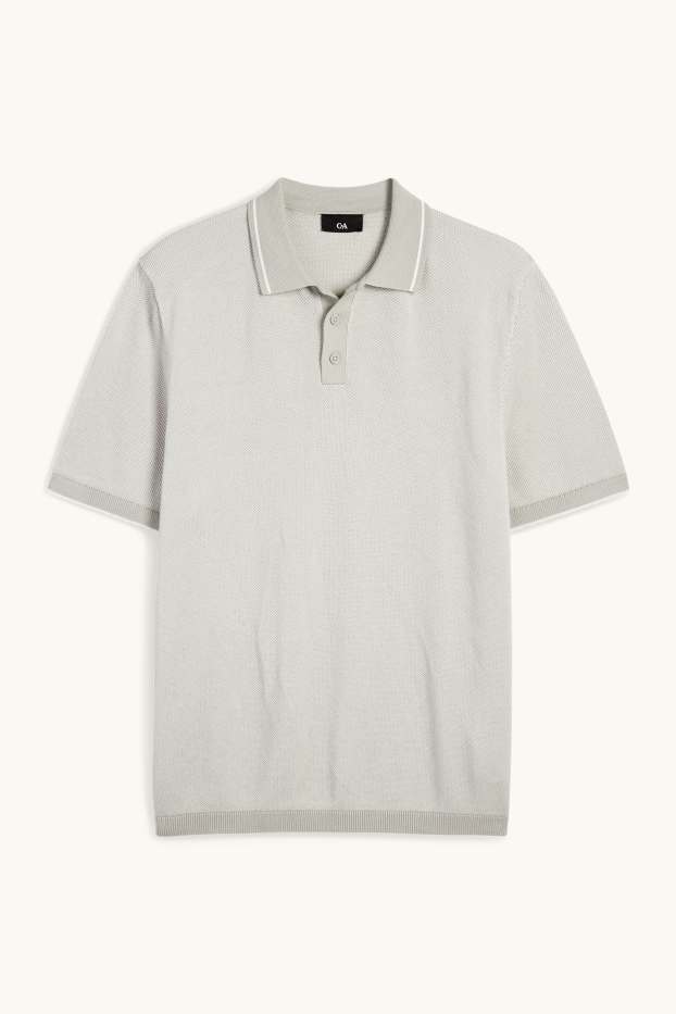 Herren - Strick-Poloshirt - Regular Fit - hellgrau