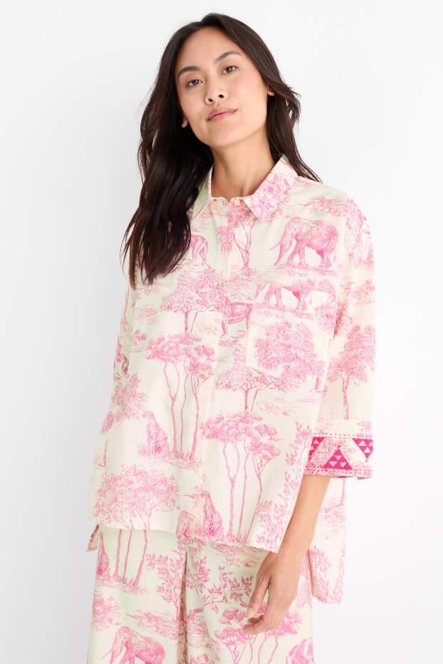Women - Rangsutra x C&A - blouse - white / rose