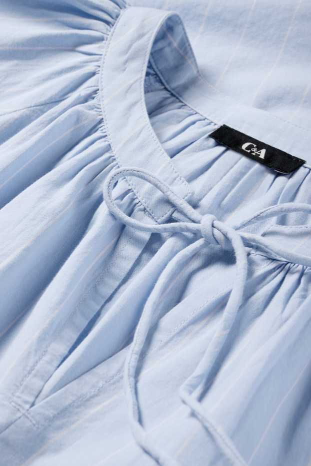 Dámské - Halenkové šaty - pruhované - světle modrá