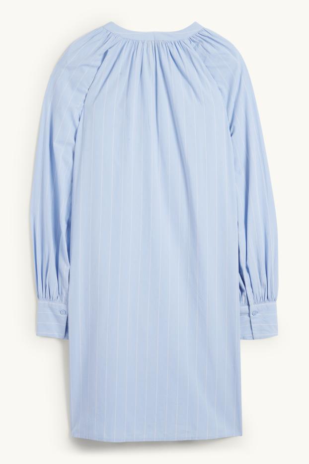 Dámské - Halenkové šaty - pruhované - světle modrá