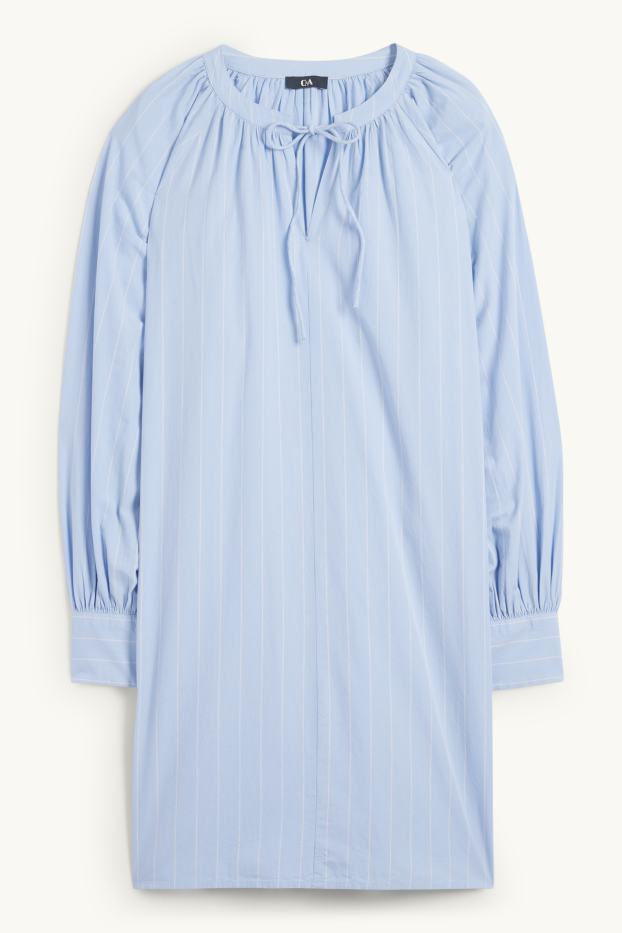 Dámské - Halenkové šaty - pruhované - světle modrá