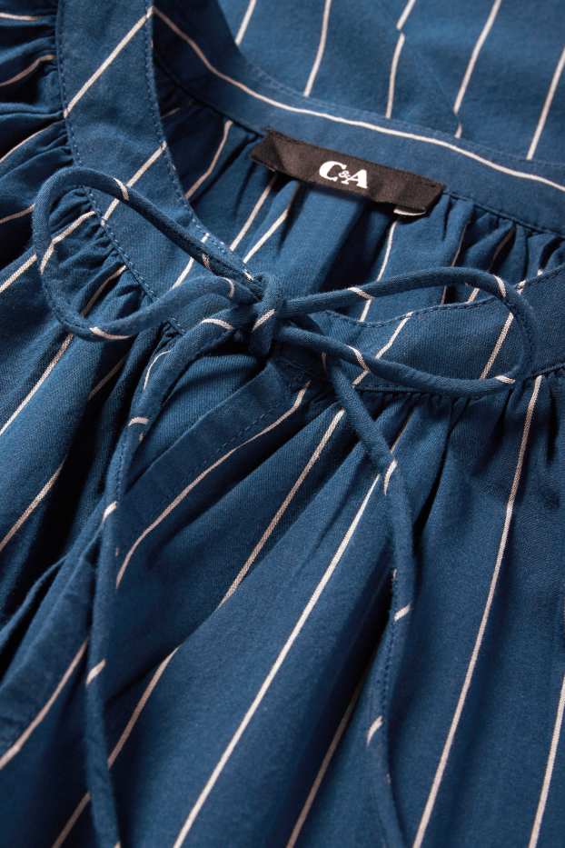 Dámské - Halenkové šaty - pruhované - tmavomodrá