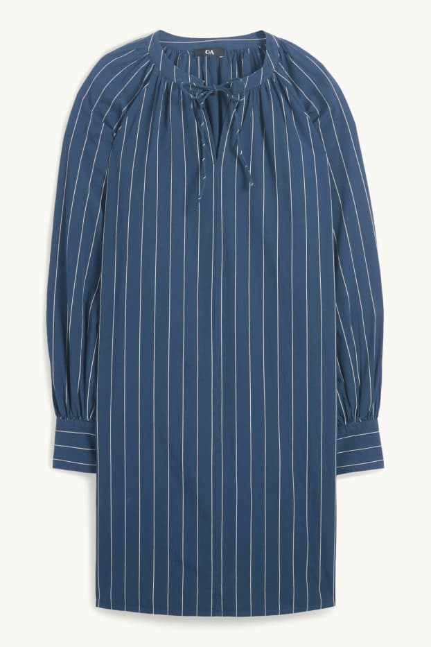 Dámské - Halenkové šaty - pruhované - tmavomodrá