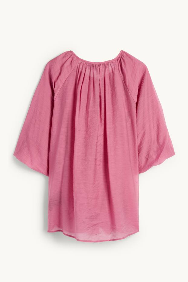 Femmes - Chemisier à col V - rose foncé