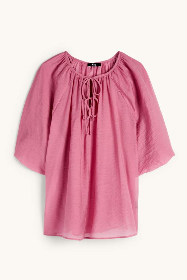 Femmes - Chemisier à col V - rose foncé