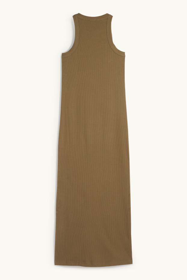 Women - Bodycon dress - ribbed - brown