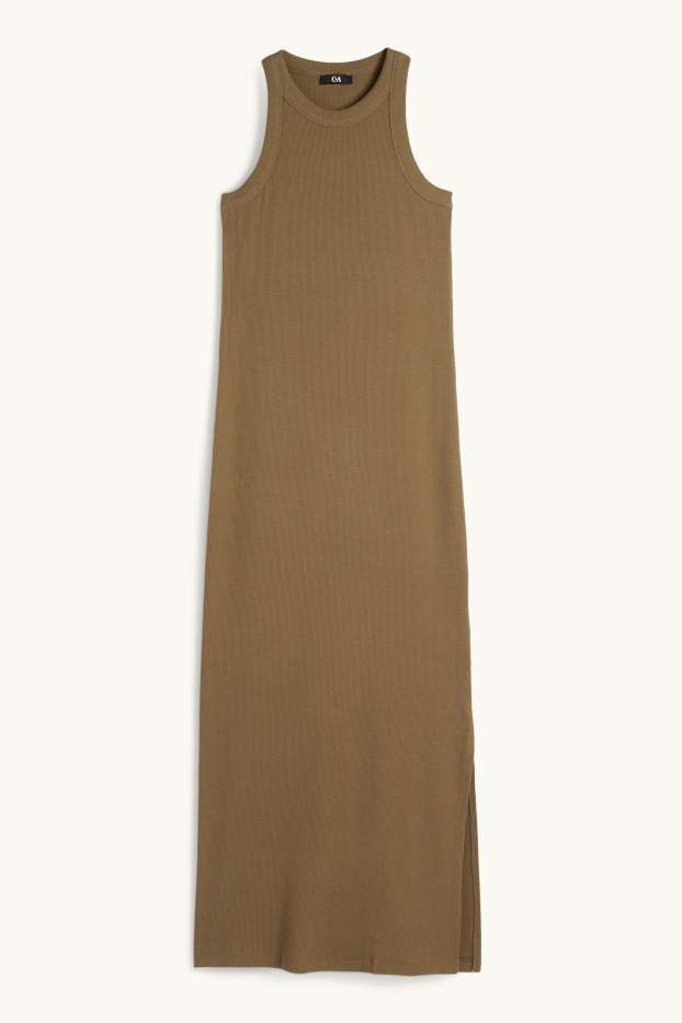 Women - Bodycon dress - ribbed - brown