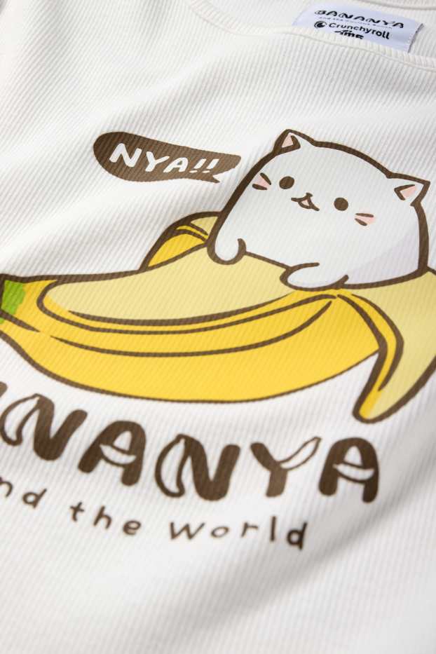 Děti - dívky - Bananya - tričko s krátkým rukávem - žebrované - bílá