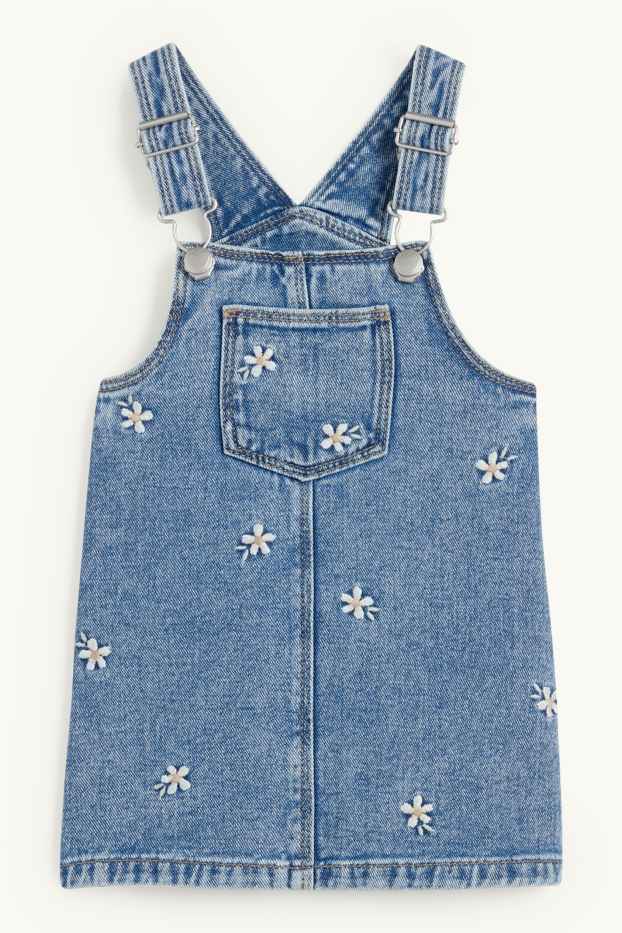 Bebeluși - fete - Floricele - compleu bebeluși - 2 piese - denim-albastru