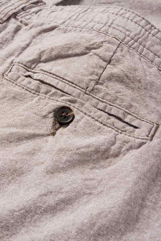 Hommes - Chino avec teneur en lin - tapered fit - marron chiné