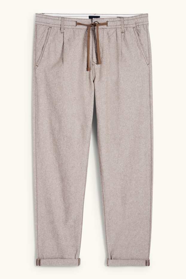 Hommes - Chino avec teneur en lin - tapered fit - marron chiné