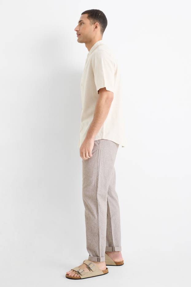 Hommes - Chino avec teneur en lin - tapered fit - marron chiné