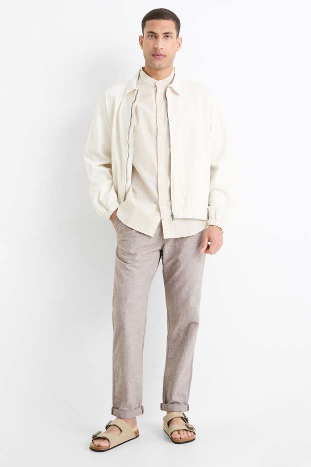 Hommes - Chino avec teneur en lin - tapered fit - marron chiné