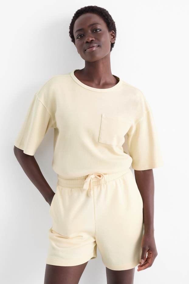 Damen - T-Shirt - Relaxed Fit - hellbeige