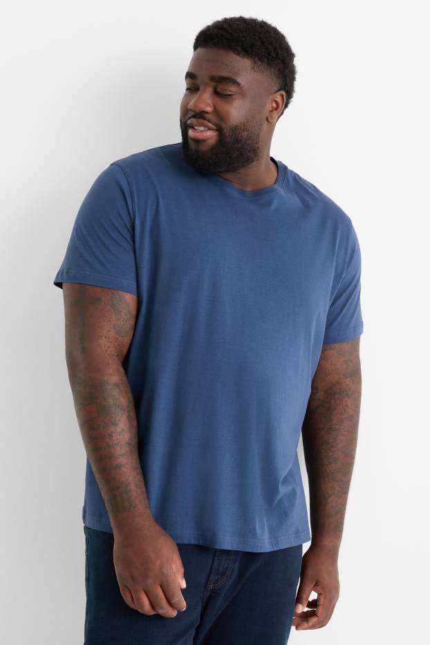Pánské - Tričko - regular fit - tmavomodrá