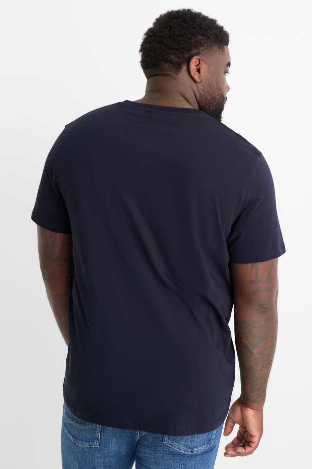 Pánské - Tričko - regular fit - tmavomodrá