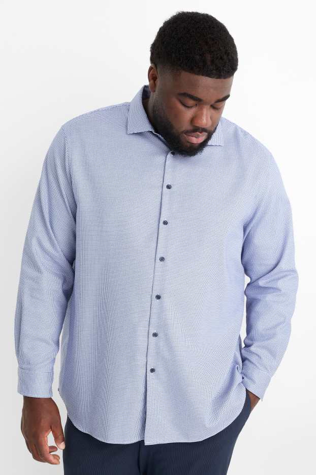 Bărbați - Cămașă office - regular fit - guler italian - nu necesită călcare - cu model - albastru