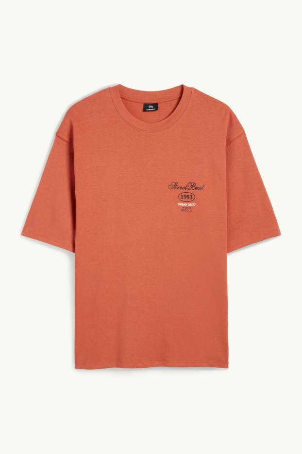 Hommes - T-shirt - oversize - terracotta