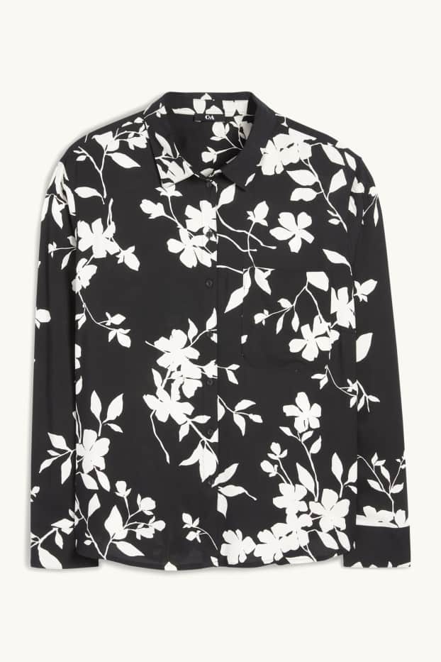 Women - Blouse - floral - black / white