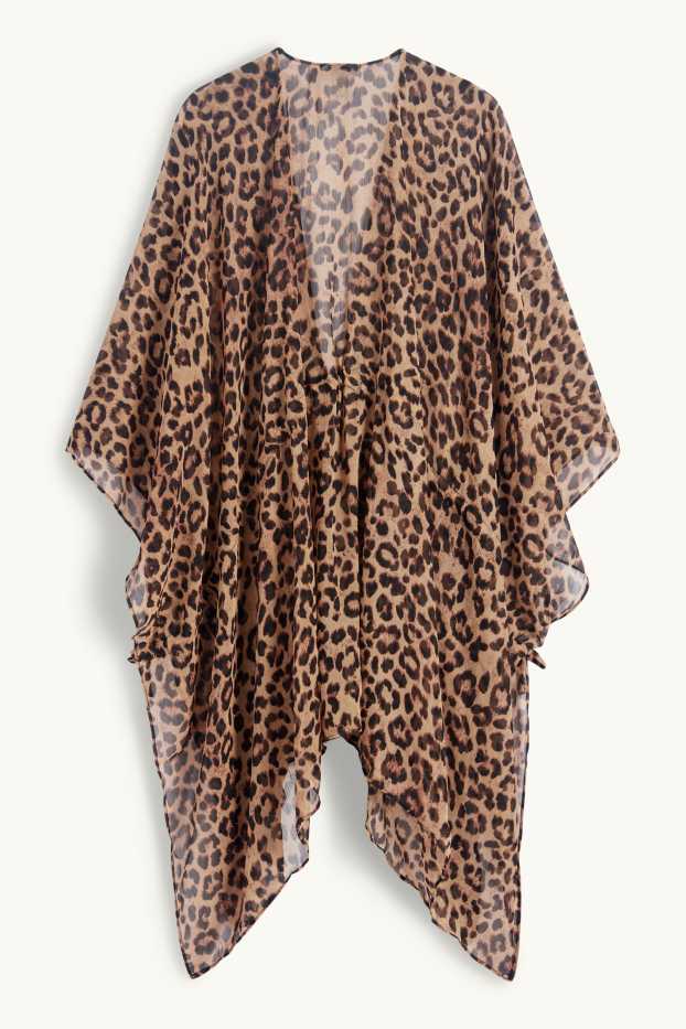 Mujer - Quimono - estampado de leopardo - negro / beis