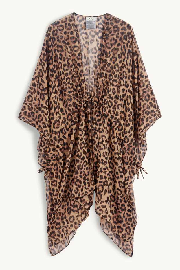 Mujer - Quimono - estampado de leopardo - negro / beis