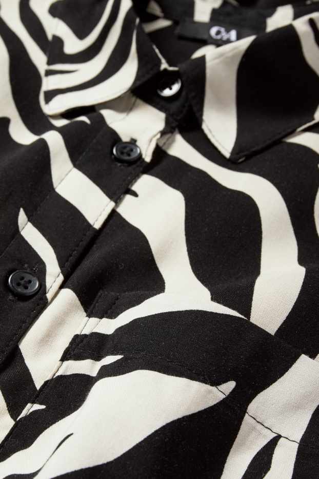 Femmes - Robe-chemisier - à motif - noir / beige