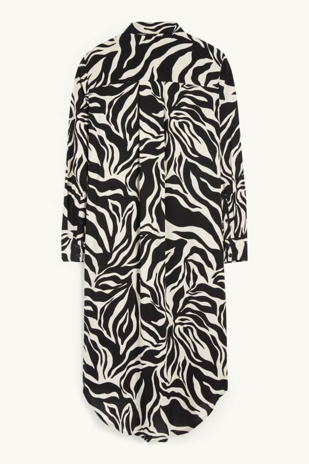 Femmes - Robe-chemisier - à motif - noir / beige