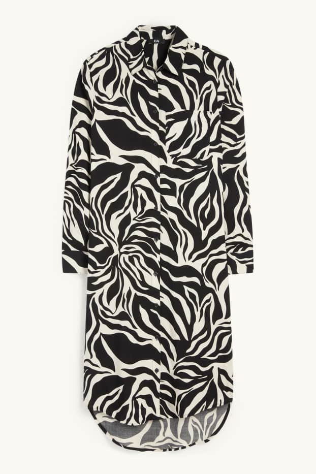 Femmes - Robe-chemisier - à motif - noir / beige