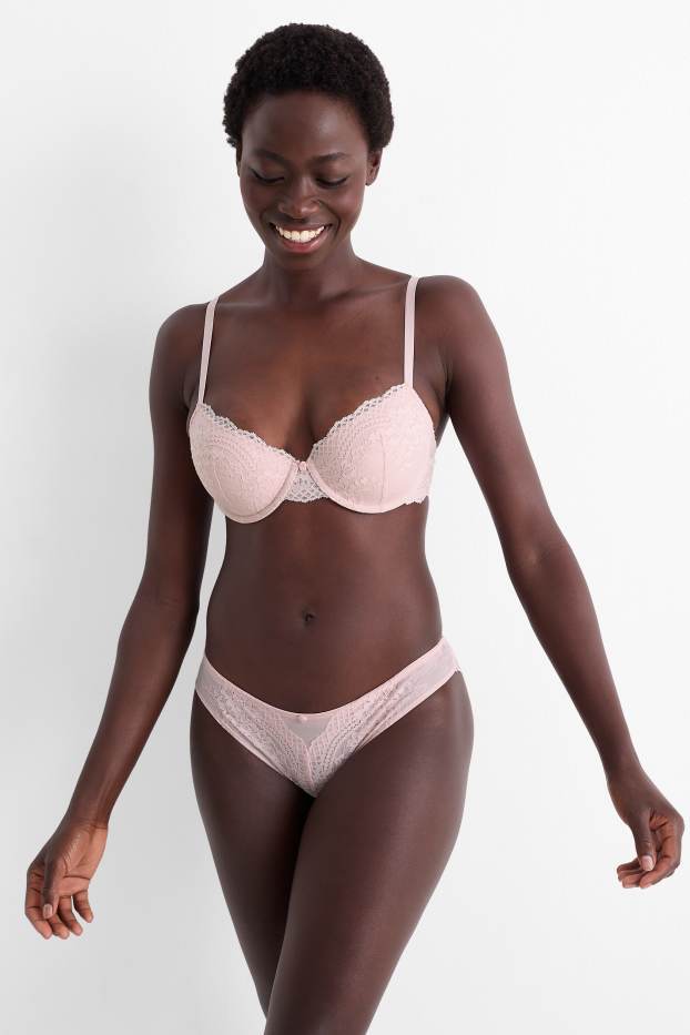 Damen - BH mit Bügel - DEMI - wattiert - rosa