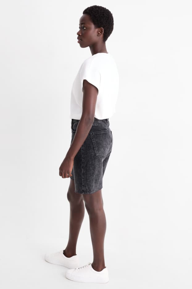 Dames - Korte spijkerbroek - mid waist - LYCRA® - grijs