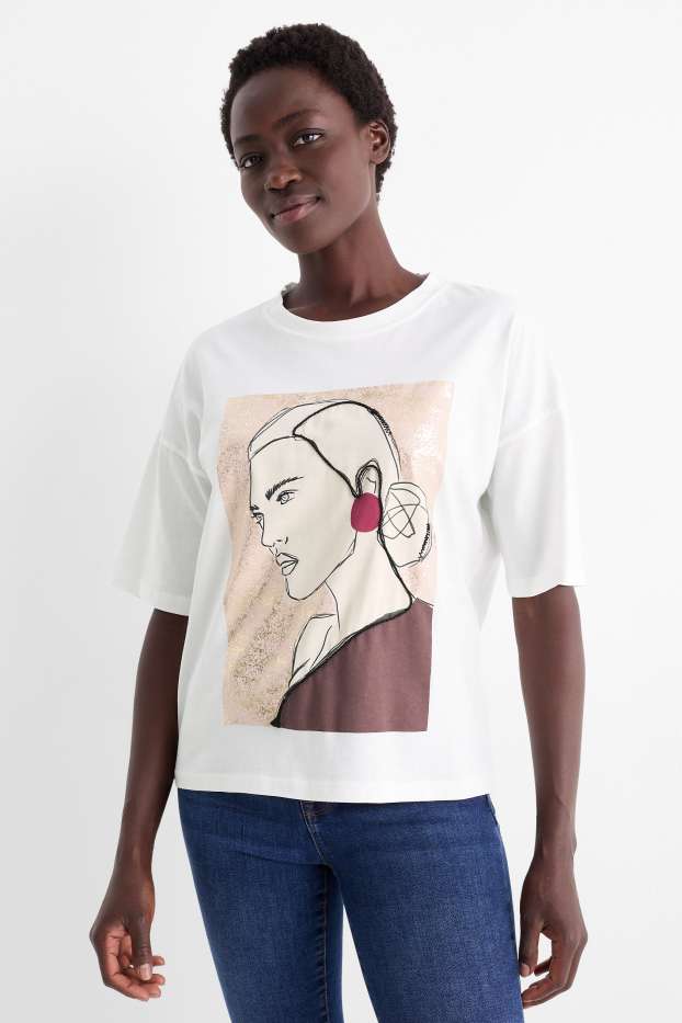 Damen - T-Shirt - Regular Fit - weiß