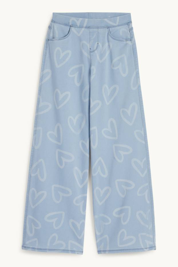 Bambine - Jeans a gamba larga - fantasia - azzurro