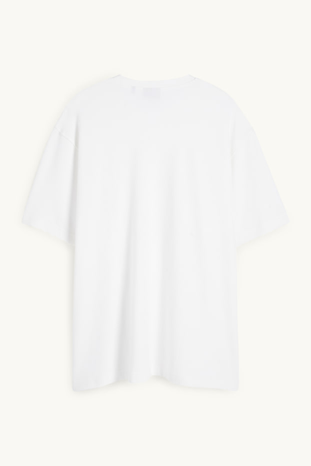 Herren - T-Shirt - Relaxed Fit - gerippt - weiß