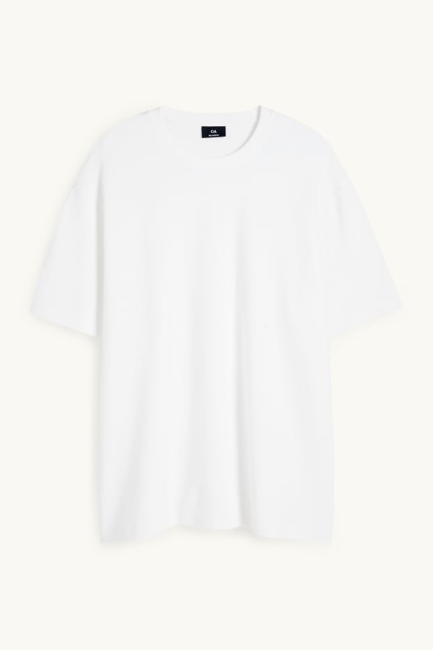 Herren - T-Shirt - Relaxed Fit - gerippt - weiß