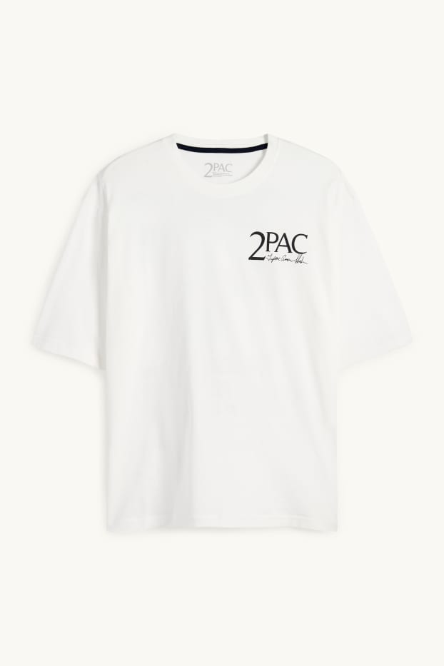 Hommes - T-shirt - oversize - Tupac - blanc