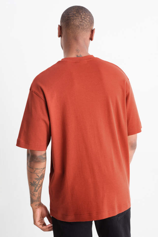 Heren - T-shirt - relaxed fit - bruin