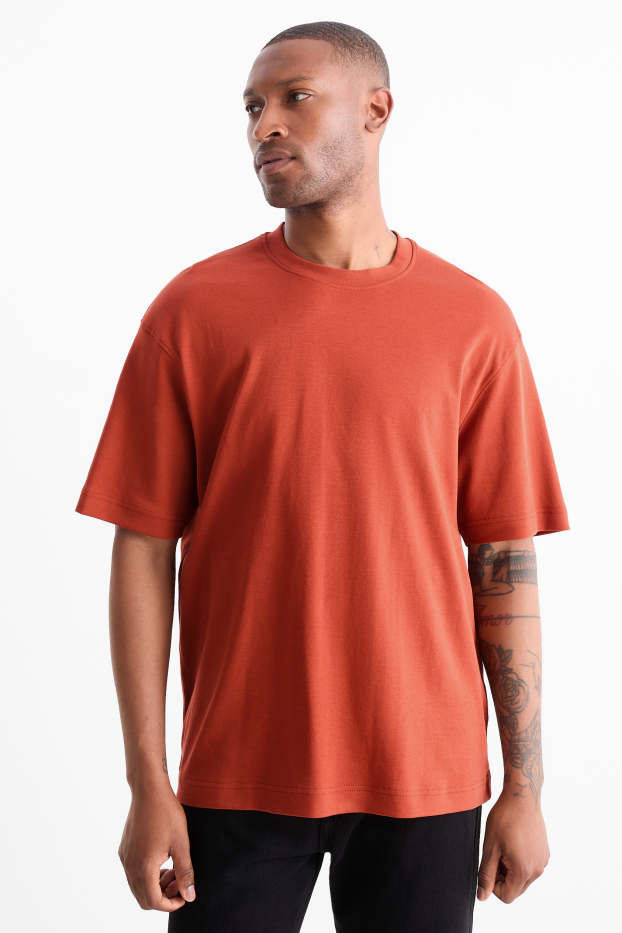 Heren - T-shirt - relaxed fit - bruin