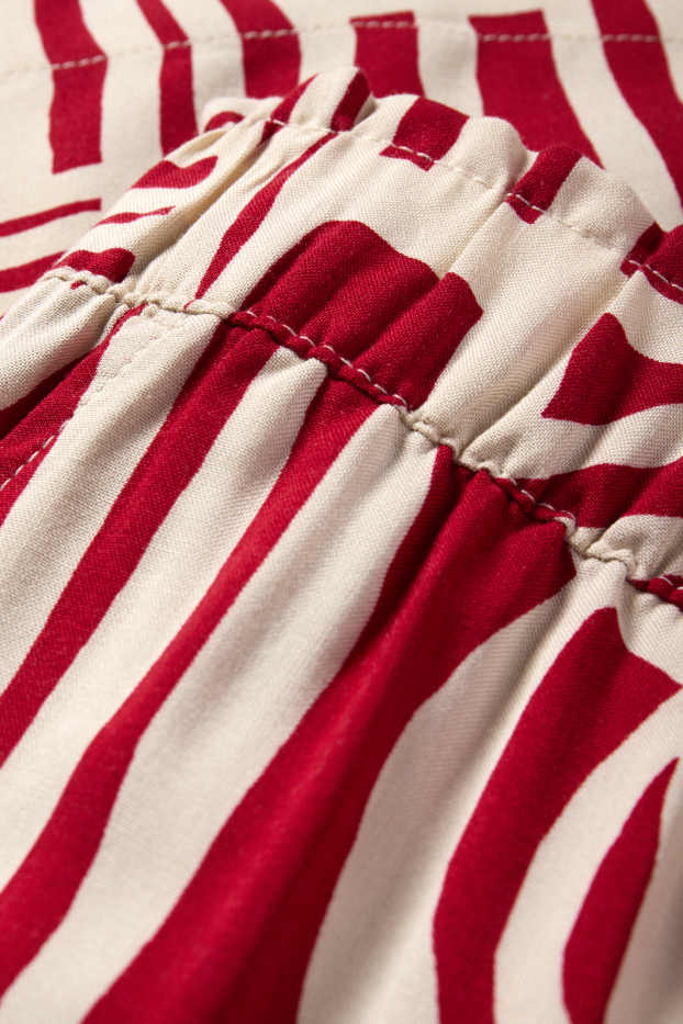 Femmes - Short - high waist - à motif - rouge / blanc crème