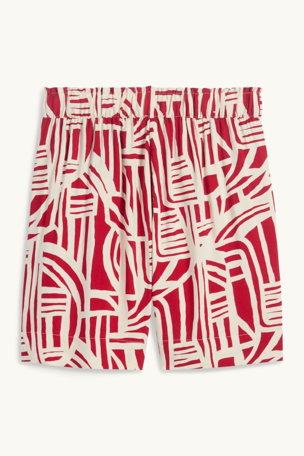 Femmes - Short - high waist - à motif - rouge / blanc crème