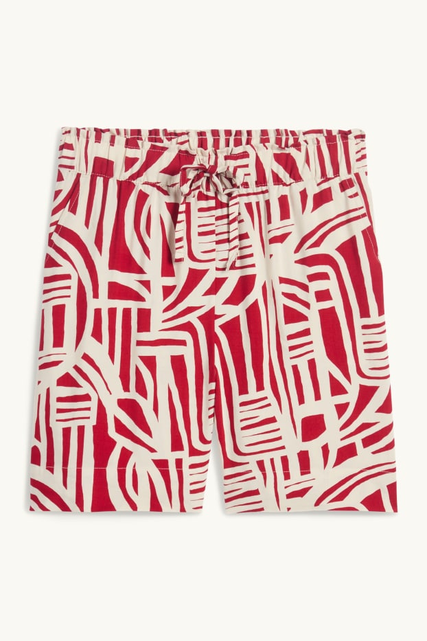 Femmes - Short - high waist - à motif - rouge / blanc crème