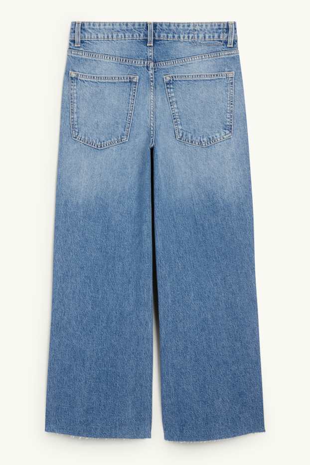 Femmes - Wide leg jean court - mid waist - jean bleu