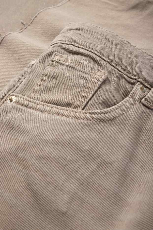 Dames - Korte wide leg jeans - mid waist - jeansgrijs