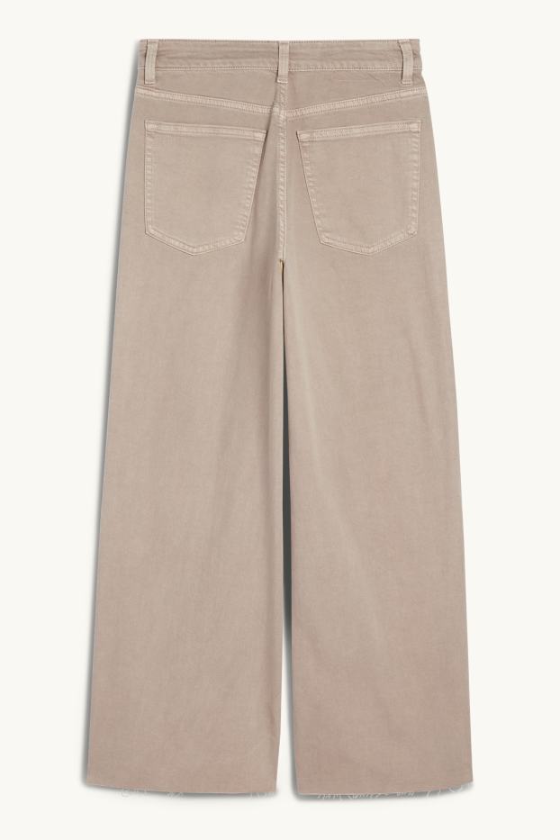 Dames - Korte wide leg jeans - mid waist - jeansgrijs