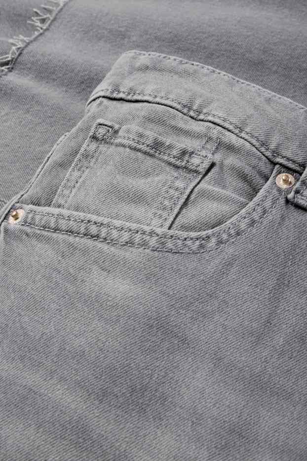 Damen - Crop Wide Leg Jeans - Mid Waist - jeansgrau