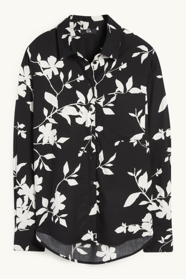 Women - Blouse - floral - black / white